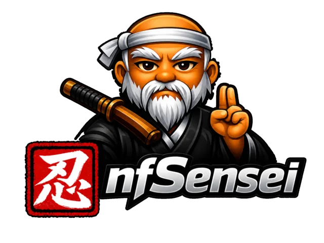nfSensei — samurai firewall mascot and wordmark